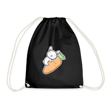 Carrot Rabbit - Drawstring Bag - black - Front