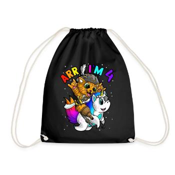 Arr Im 4 Birthday Pirate Halloween Jolly Roger - Drawstring Bag - black - Front