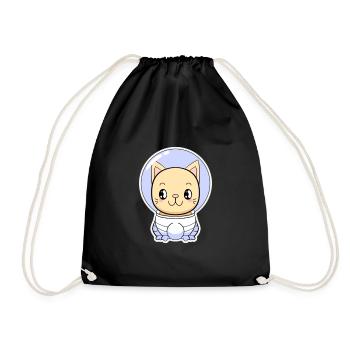 Katze als Astronaut im Weltraumhelm - Turnbeutel - Schwarz - Vorne