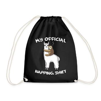 Official Sleeping Shirt Lama Pajama Sleeping Cap - Drawstring Bag - black - Front