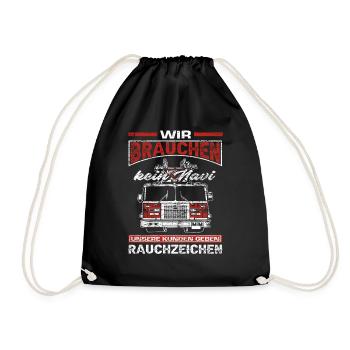 Feuerwehr Rauchzeichen - Turnbeutel - Schwarz - Vorne