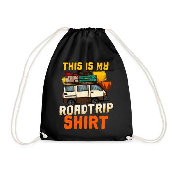 Wohnmobil Camping Retro - Turnbeutel - Schwarz - Vorne