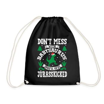 BabySaurus Jurasskicked Bébé Saurus Dino mignon - Sac de sport léger - noir - Devant