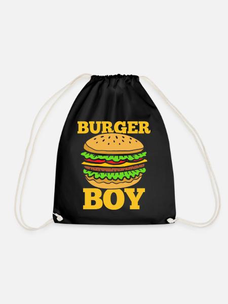 Burger Boy – Lustiges Fast Food Design - Turnbeutel - Schwarz