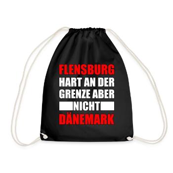 Flensburg hart an der Grenze Flensburger Geschenk - Turnbeutel - Schwarz - Vorne