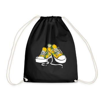 cooler gelbe Chucks Geschenk für Sneaker Freunde - Turnbeutel - Schwarz - Vorne