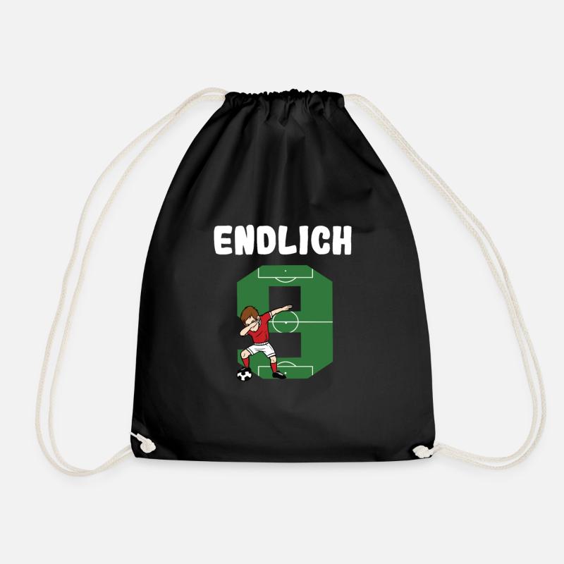 Endlich 9 Fußball Geburtstag Jungen Geschenk Cool - Turnbeutel - Schwarz