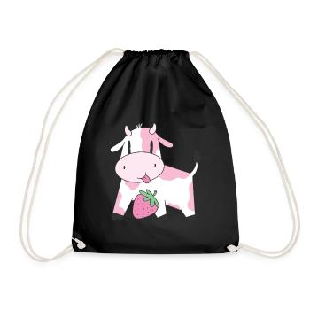 Strawberry Cow - Turnbeutel - Schwarz - Vorne