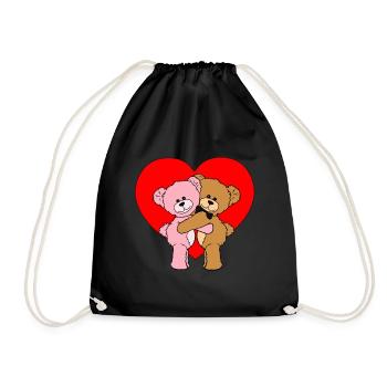 Hearts Bear Gift for Bears in Love Heart - Drawstring Bag - black - Front