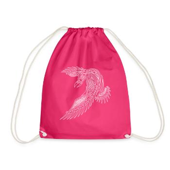 Keltischer Rabe Symbol Wikinger Minimal Tribal - Turnbeutel - Fuchsia - Vorne