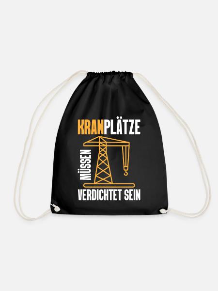 Crane places must be compacted meme gift - Drawstring Bag - black