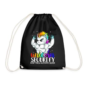 Unicorn Security Dont Mess With My Sister Funny - Drawstring Bag - black - Front
