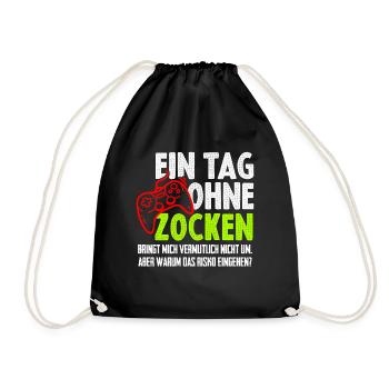 Gamer Zocken Zocker PC Konsole Teenager - Turnbeutel - Schwarz - Vorne