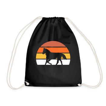 Riding Retro Horse Lovers - Drawstring Bag - black - Front