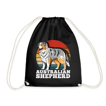 Australian Shepherd Aussie Retro - Turnbeutel - Schwarz - Vorne