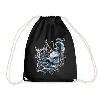 Octopus Realistic Blue Ocean Kraken Tintenfisch - Turnbeutel - Schwarz - Vorne