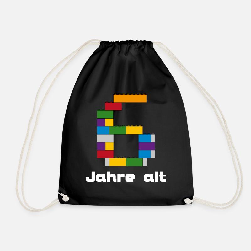 6 Jahre Alt Kinder Geburtstag Geschenk Bausteine - Turnbeutel - Schwarz