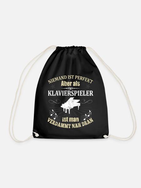 Klavierspieler Piano Klavier Spruch Geschenk - Turnbeutel - Schwarz