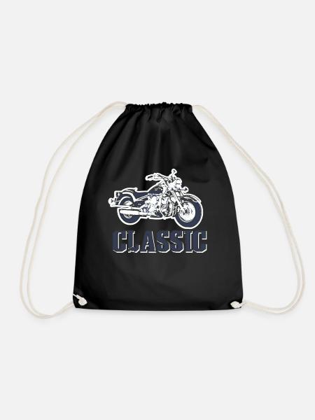 "Classic" motorcycle design - Drawstring Bag - black