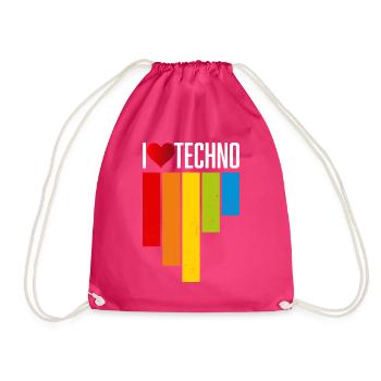 I love Techno - Turnbeutel - Fuchsia - Vorne