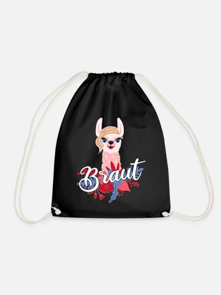 Braut Alpaka Lama Geschenk zum Polterabend - Turnbeutel - Schwarz