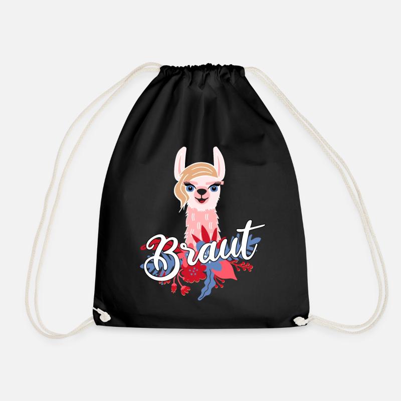 Braut Alpaka Lama Geschenk zum Polterabend - Turnbeutel - Schwarz