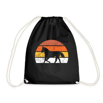 Pferd Retro - Turnbeutel - Schwarz - Vorne