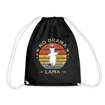 Jogging No Drama Llama Alpaca Vintage Retro Gift - Drawstring Bag - black - Front