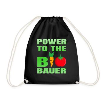 Farmer Eco Power to the Organic Organic Farmer - Drawstring Bag - black - Front
