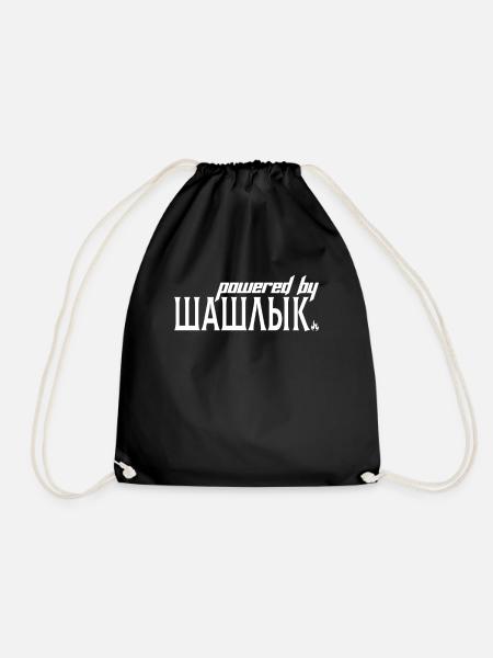 Powered By Shashlik Russian Russians Rossia - Drawstring Bag - black