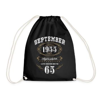 65 Birthday Aged To Perfection 1955 Gift - Drawstring Bag - black - Front