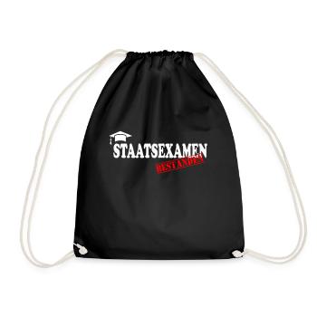 Staatsexamen Bestanden Abschluss Studium Geschenk - Turnbeutel - Schwarz - Vorne