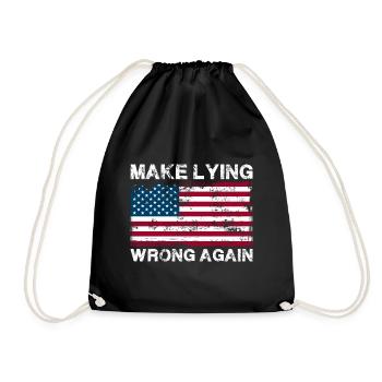 Anti- makes lies wrong again protest - Drawstring Bag - black - Front