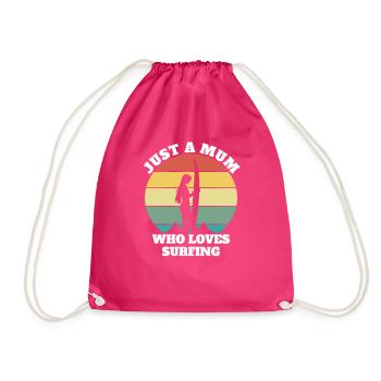 Surfer mum wave rider surfer mom gift idea - Drawstring Bag - fuchsia - Front