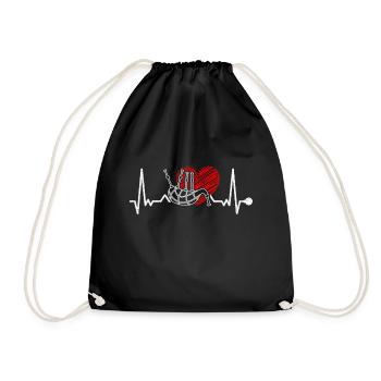 Dudelsack Herzschlag Puls EKG Dudelsackspieler Sac - Turnbeutel - Schwarz - Vorne