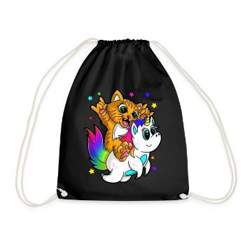 Cat Riding Licorne Filles Garçons Hommes Femmes conception - Sac de sport léger - noir - Devant