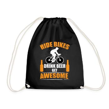 Bicycle and beer - Drawstring Bag - black - Front
