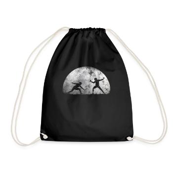 Moon fencing fencing duel - Drawstring Bag - black - Front