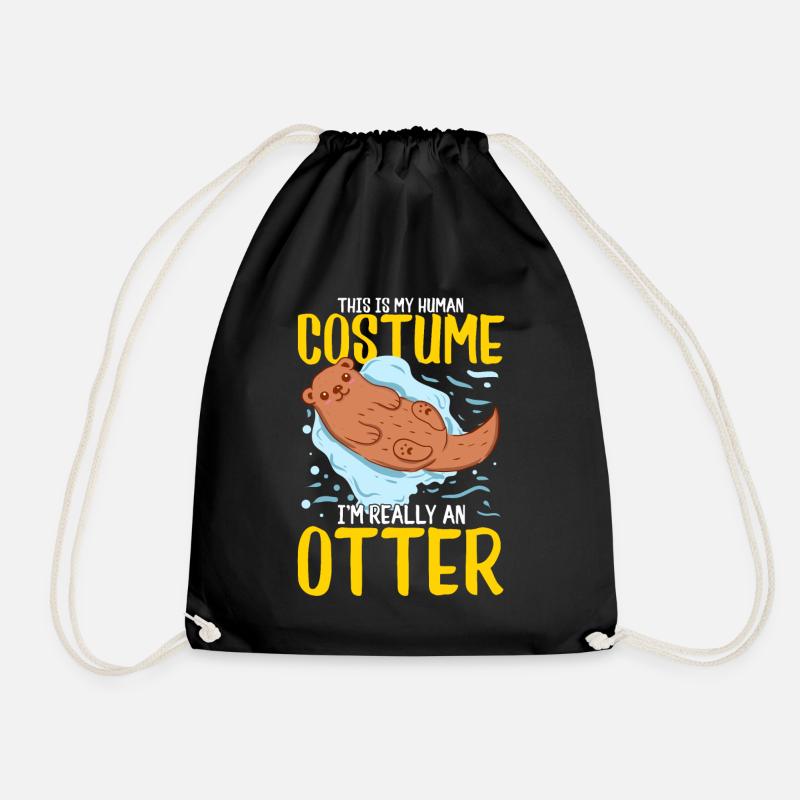 Otter animal - Drawstring Bag - black