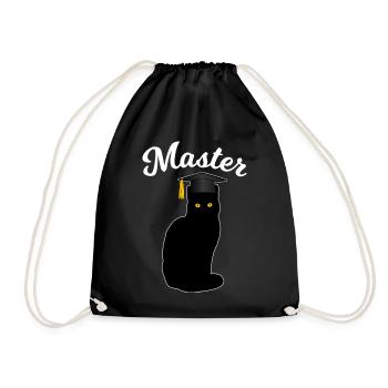 Master Studium Katze Lustiges Abschluss Geschenk - Turnbeutel - Schwarz - Vorne