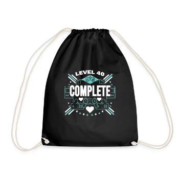 40th Birthday Gamer Level Complete 40 - Drawstring Bag - black - Front