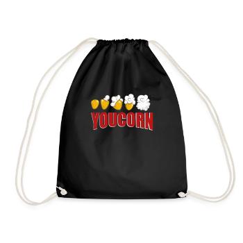 Popcorn Spruch - Turnbeutel - Schwarz - Vorne