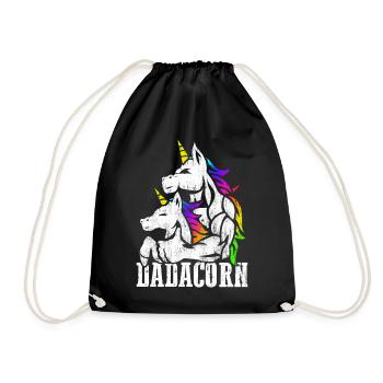 Muscle Unicorn Dad and Baby Girl Christmas Papa - Drawstring Bag - black - Front