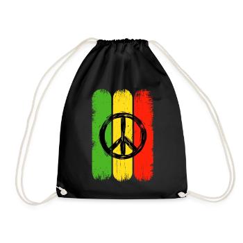 Jamaica Hippie Peace Sign Rastas Jamaica - Drawstring Bag - black - Front