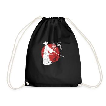 Samurai Ronin im Sonnenuntergang Symbol für Mut - Turnbeutel - Schwarz - Vorne