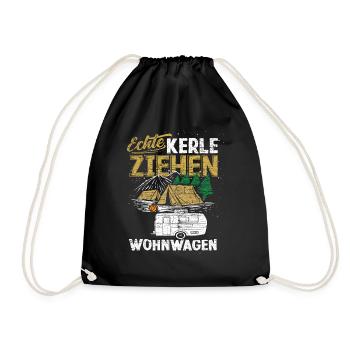 Camping Wohnwagen - Turnbeutel - Schwarz - Vorne
