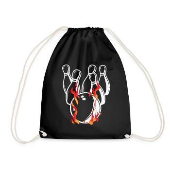 Feuer Bowlingkugel Geschenk für Bowling Bowler - Turnbeutel - Schwarz - Vorne