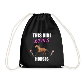 Cheval chevaux cheval disant jeune fille sport équestre - Sac de sport léger - noir - Devant