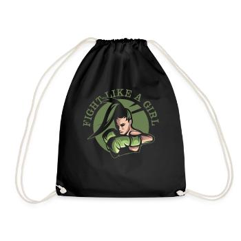 Fight Like A Girl Boxerin Boxen Punch Martial Arts - Turnbeutel - Schwarz - Vorne