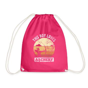 Retro archer archery bow - Drawstring Bag - fuchsia - Front